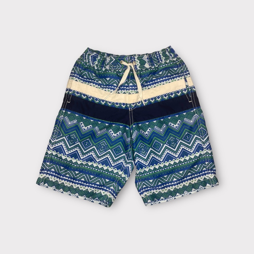 Hanna Andersson Green & Blue Chevron Pattern Swim Trunks